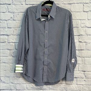Robert Graham X Casual Button Down Shirt Size Large Tailored Fit Flip Cuffs